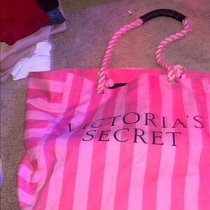Victoria's Secret Pink and White Tote Bag